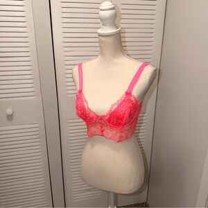 For Love And Lemons Neon Pink Lace Bralette Size M